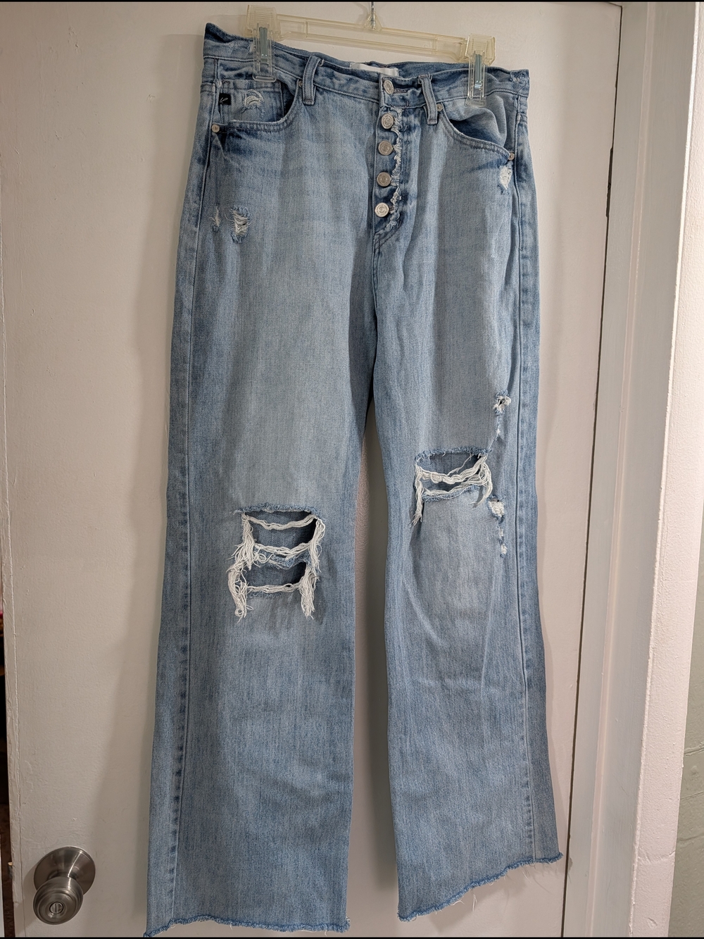 KanCan Light Blue Distressed Wide Leg Jeans